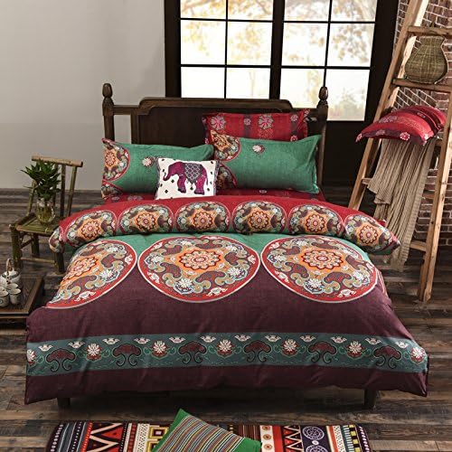 Seckatech King Size 4-Piece Lightweight Microfiber Duvet Cover Bed Set, Bohemia Exotic Patterns Design (Listen Wind Singing)