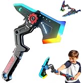 Dual Axe Blade,2-in-1 CyberpunkStyle Axe Blade with 7Color Change LED Light-up Blades&amp;Intelligent Sound Vibration Sensors Grip+Dynamic Mist Effect,Interstellar Spark Battle Blades,USB Rechargeable,B