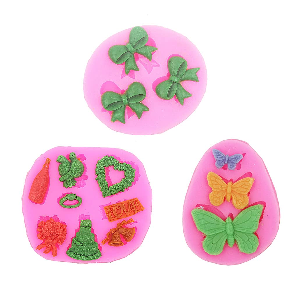 Love Butterfly Silicone Fondant Mould Chocolate Mold for Decorating Cakes, Chocolate, Candy, Baking,etc.（3 pcs)
