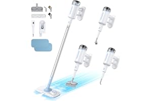 MUNOJE Steam Mop with Detachable Handheld Steamer Suitable for Hardwood, Tile, Laminate and All Floors, Powerful Steam Cleaner with Multipurpose Attachments Perfect for Other Home Cleaning