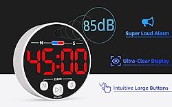 Large LED Digital Timer, Magnetic Countdown Loud