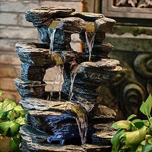 image for CYA-DECOR Rock Tabletop Fountain Indoor, 4 Tiers Waterfall Fountains O