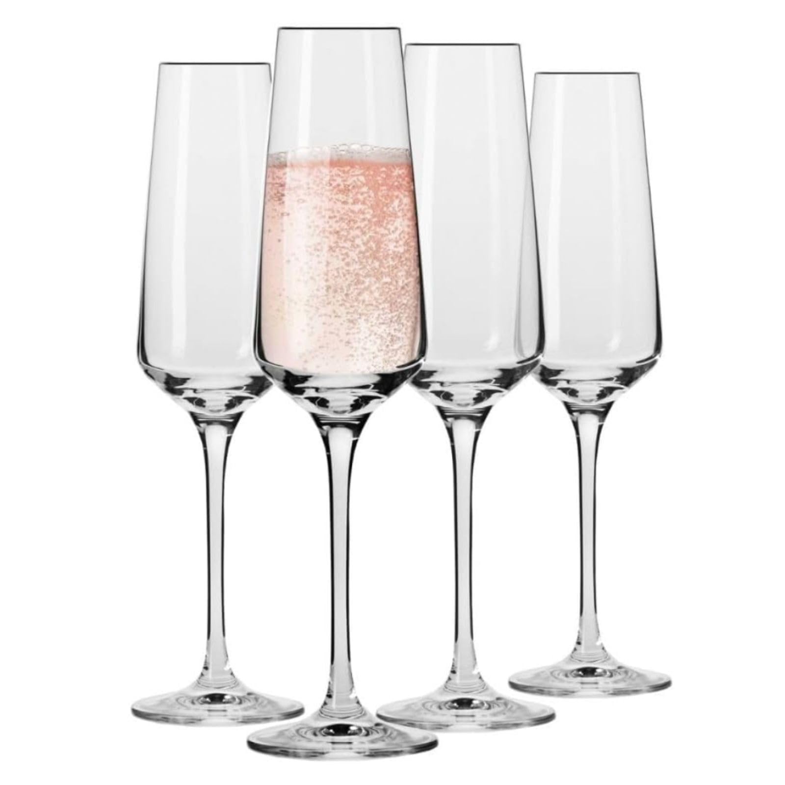 Krosno Crystal Champagne Flutes, Set of 4, 180 ml, Avant-Garde Collection, Classic Shape for Timeless Style, Ideal for Mimosas, Prosecco, Sparkling Wine, Dishwasher Safe | Lead-Free Crystal Glass