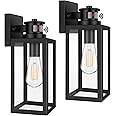 2-Pack Motion Sensor Outdoor Lights, Upgrade Dusk to Dawn Wall Mount Light Fixtures, Motion Sensor Wall Lights for Outside House Porch Garage, Exterior Black Wall Lanterns Sconce with Clear Glass