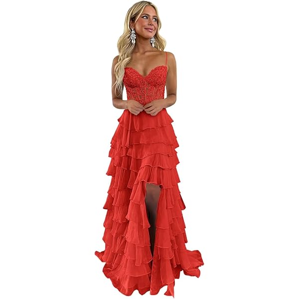 Amazon.com: VTsiERY Spaghetti Straps Tulle Applique Prom Dresses with Slit  Long Sequins Corset Formal Evening Gowns Black One Size : Clothing, Shoes &  Jewelry