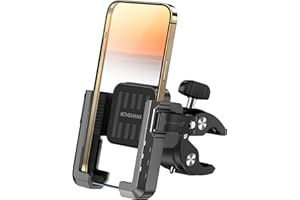 BOVEMANX Bike Phone Mount Holder,【Biking & Recording Video】 2025 Universal Motorcycle Phone Mount Bicycle Accessories Handlebar Cell Phone Clamp for Scooter, Compatible with iPhone 16/15 Pro Max, Black