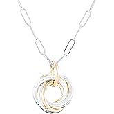 Tahmi Two-Tone Love Knot Pendant Necklace for Women | 14K Gold-Filled & Sterling Silver 925 Circles | Lightweight Everyday Mixed Metal Jewelry Gift, 18-20"