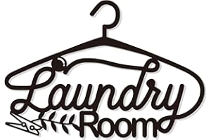 Bnesi Laundry Black Decor Sign, Farmhouse Metal Wall Art Decoration, Rustic and Elegant Laundry Room Hanging Decor, Optional Size, Black Rack Shape (Medium)