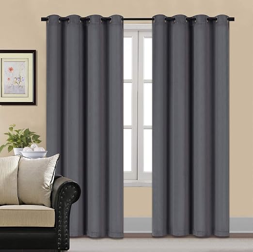 Amazon Com Hcily Blackout Velvet Curtains Gray 96 Inch Thermal