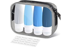 INSFIT Portable Travel Bottles TSA Approved, 2oz Travel Size Toiletries Containers, Leak Proof Carry on Bottles for Liquids BPA Free Squeezable Silicone Tubes, Travel Accessories for Shampoo Blue