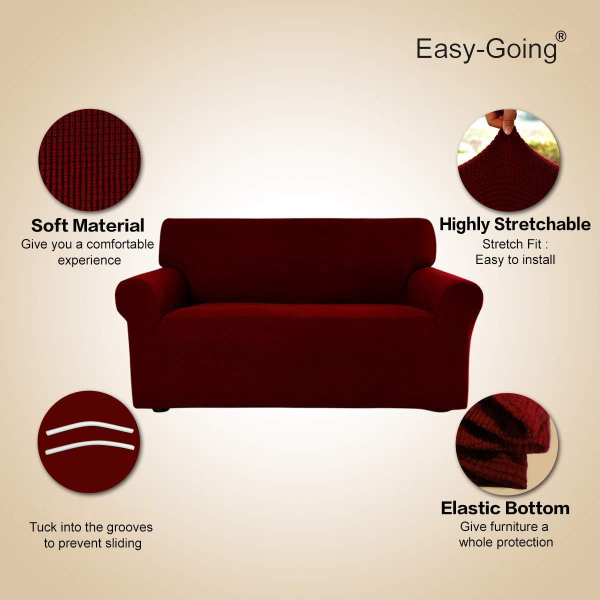 Easy-Going Stretch Chair Sofa Slipcover 1-Piece Couch Sofa Cover Furniture Protector Soft with Elastic Bottom for Kids. Spandex Jacquard Fabric Small Checks(Chair,Dark Gray): Kitchen & Dining