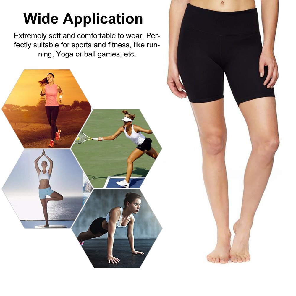 Fitibest Women\'s Fitness Tights Yoga Gym Cycling Running Shorts Workout Leggings Above Knee Length Black and Grey X-Large