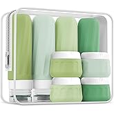 Mrsdry Travel Size Toiletries 10 Pack, TSA Approved 3oz & 1oz Silicone Refillable Containers with Clear Travel Bag