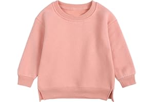 YAGATA Toddler Sweatshirt Baby Boys Girls Long Sleeve Shirts Kids Cotton Solid Fall Winter Pullover Tee Tops Blouse