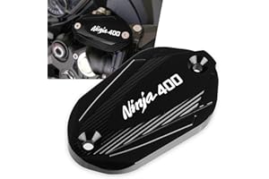 LANQIAN Motorcycle CNC Aluminum Front Rear Brake Fluid Reservoir Cap Cover for NINJA 400 2018-2022 Black