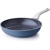 PRICUSIS Nonstick Ceramic Frying Pan, 8/10/12 Inch Non Toxic Skillet, Egg & Omelet & Chef's Pan, Induction Compatible & Oven Safe, Dishwasher Safe,PTFE PFAS & PFOA Free (8 Inch, Blue Gray)