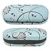OptiPlix Dual Glasses and Contacts Case - Double Sided 2 in 1 Clamshell Hard Case for Eyeglasses and Contact Lenses with Mirror - Blue and Gray Floral Swirl Canvas Print