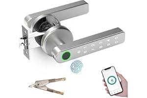 UCMDA Smart Lock - Fingerprint Door Lock with Handle, Keyless Entry Door Knob with APP/Digital Code/Keys/Fingerprint/IC Card,
