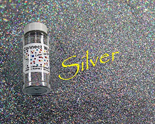 Silver, Extra Fine Holographic Glitter 1/128, 4oz Shaker Bottle