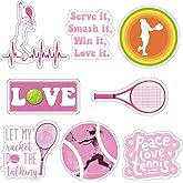 Pink Tennis Lover Stickers - Sport Woman Sport Decals for Water Bottle Decor Coach Gifts Laptop Phone