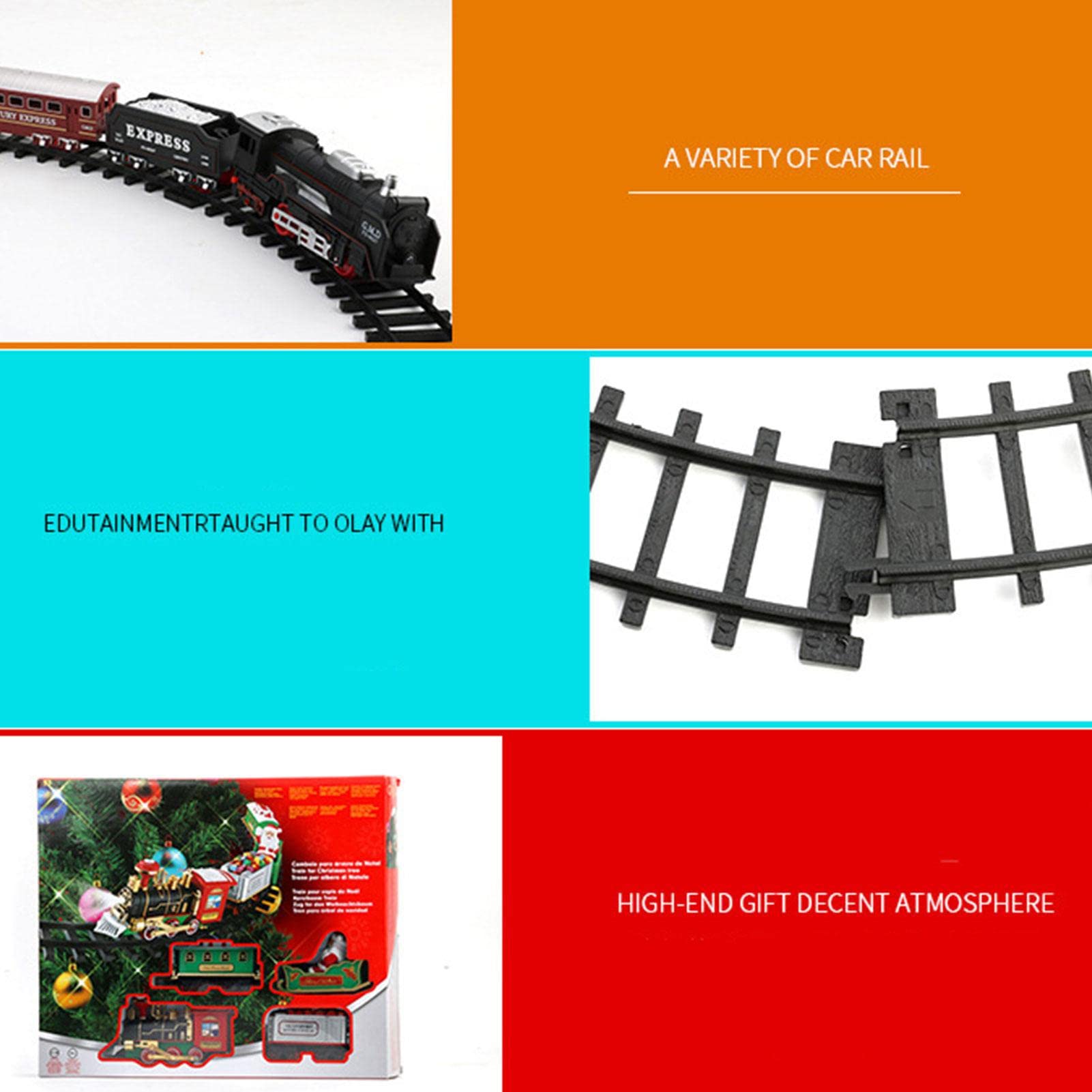 Christmas Train Steam Train Set for Around Christmas Tree Electric Toy Train with Lights for Kids Christmas Train Electric Hanging Decorative Track Set with Sound and Light Christmas Toy Set for Kids