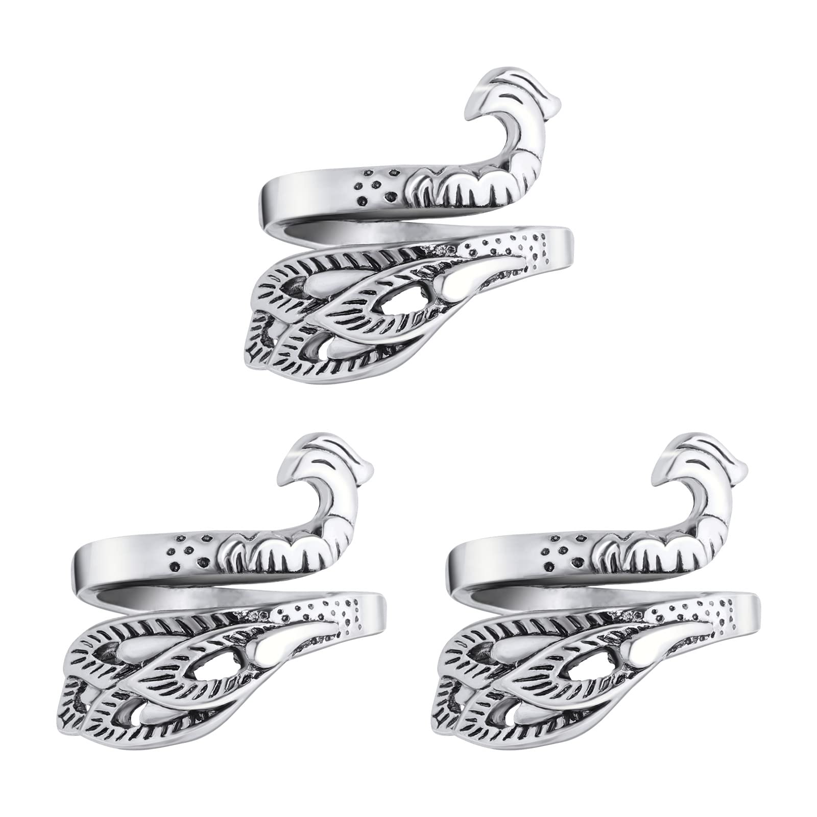 ASTER 3 Pcs Adjustable Knitting Crochet Thimble Crochet Ring Accessories Finger Yarn Guide Knitting Ring(Silver)