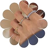 Andiyace Crystal Beaded Stretch Rings Stretch Bead Stacking Rings Gemstone Bead Rings Crystal Bead Stackable Rings Rice Bead Elastic Rings Handmade Stretch Rings Set Jewelry for Women