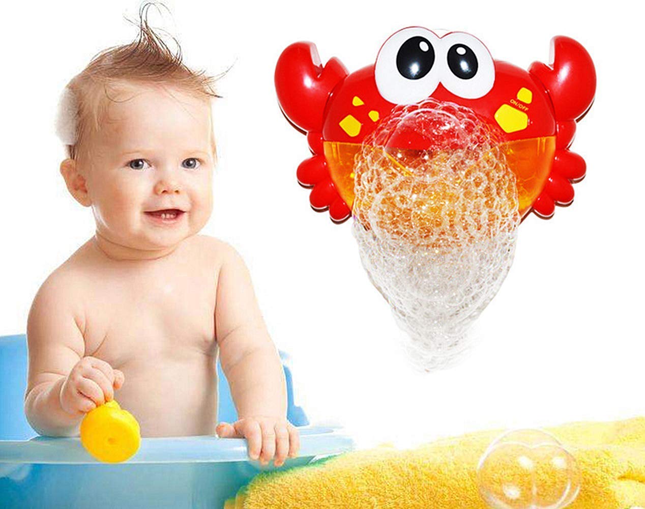 Sunshine D Máquina de Burbujas de Baño para Bebés Juguetes del Baño Maquina Burbujas Bañera Portatil con 12 Música y Burbuja Automática para Ducha de Niños Baño de Burbujas Cangrejo Juguetes de