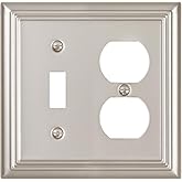 ZILLSEA Switch Plates Outlet Covers, 1-Pack Metal Wall Plate, Satin Nickel | Midsize 1 Toggle 1 Duplex Combo Wall Plate, Ideal for Electrical Outlets, Light Switches in Bedroom Hallway Bathroom Kitchen