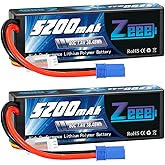 Zeee 2S Lipo Battery 5200mAh 7.4V 80C Hard Case Battery with EC5 Plug Compatible with 1/8 1/10 RC Vehicles Car Slash RC Buggy