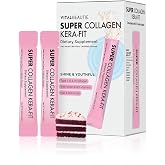 VITALBEAUTIE Super Collagen Kera‑Fit &ndash; K‑Beauty Hair, Skin &amp; Nail Powder Stick Packs &ndash; Developed with K‑Dermatologist, Red Velvet Cake Flavor &ndash; 30 Packets