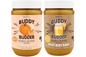 Ruff Ruff Raw + Pumpkin Pup Buddy BUDDER, Natural Peanut Butter for Dogs, Made in USA (Set of 2/ 17oz Jars)