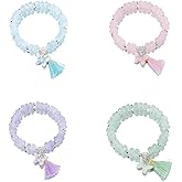 Jomayly 4pcs Bohemian Butterfly Bracelets Set Colorful Beads Stretch Braceets for Women Boho Butterfly Crystal Beads Wrap Bracelet Statement Jewelry