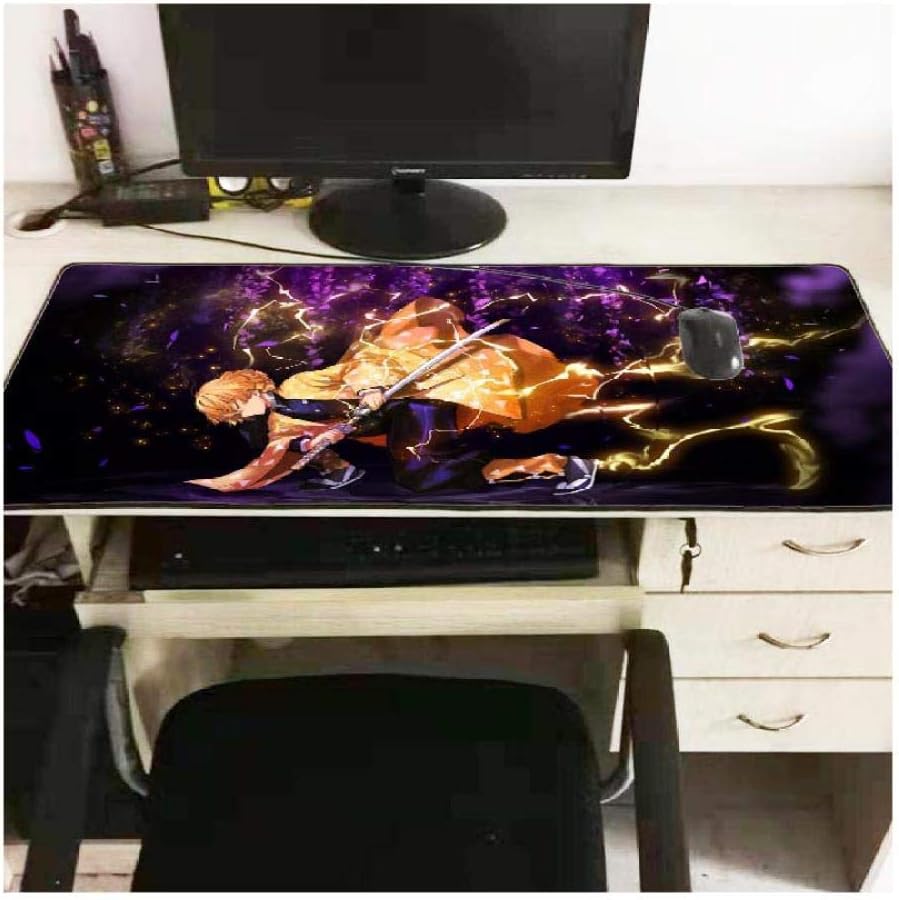 Anime Demon Slayer Kimetsu No Yaiba Gaming Large Mouse Pad Computer Xxl Lock Edge Keyboard Desk Mat 700X300X3Mm