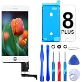 for iPhone 8 Plus Screen Replacement Kit 5.5" LCD Display Assembly White | Screen Digitizer Full Installation Kit with Repair Tools, Glass Protector &amp; Waterproof Seal, Smooth 3D Touch