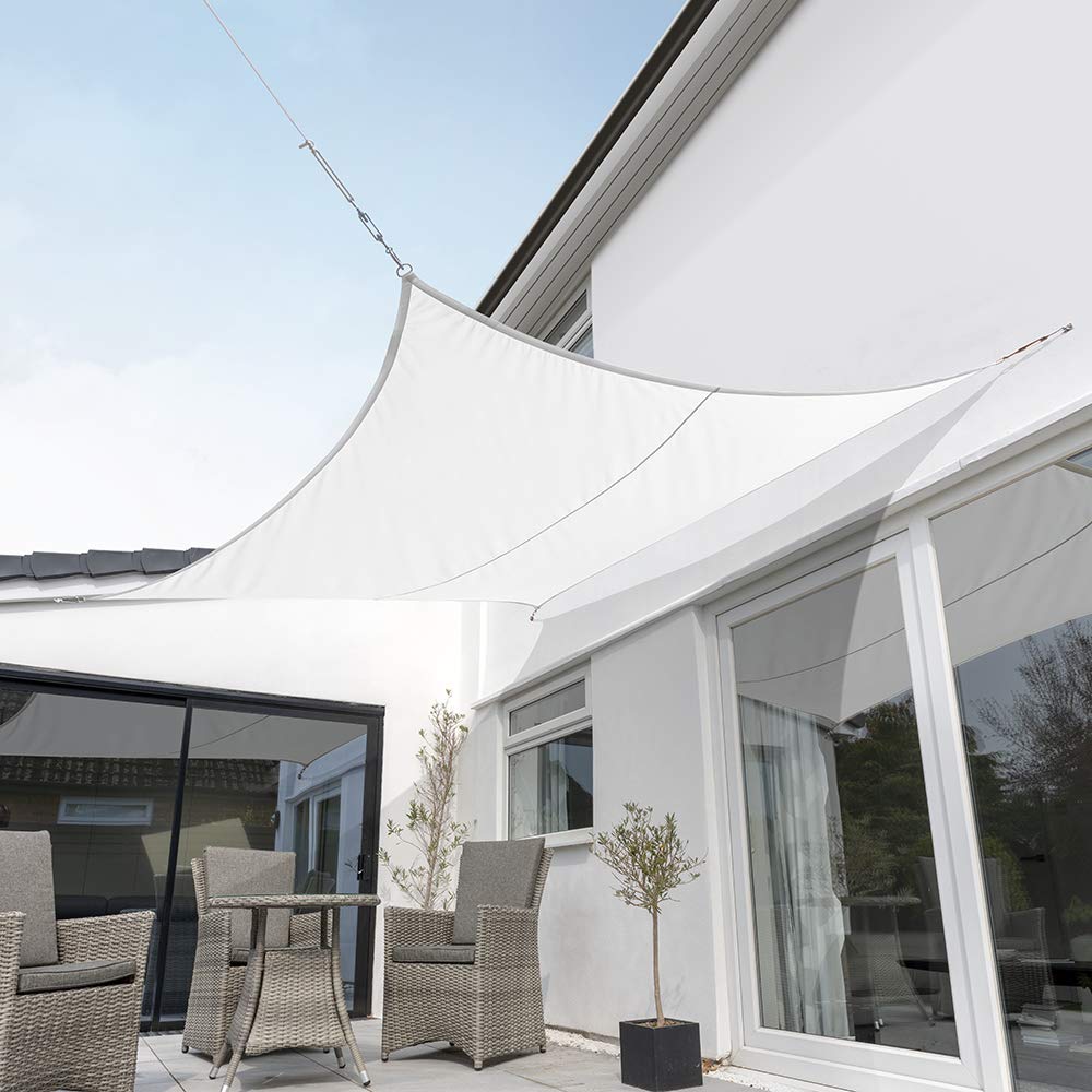 Kookaburra Waterproof Garden Sun Shade Sail Canopy in Polar White 98% UV Block (3m Square)