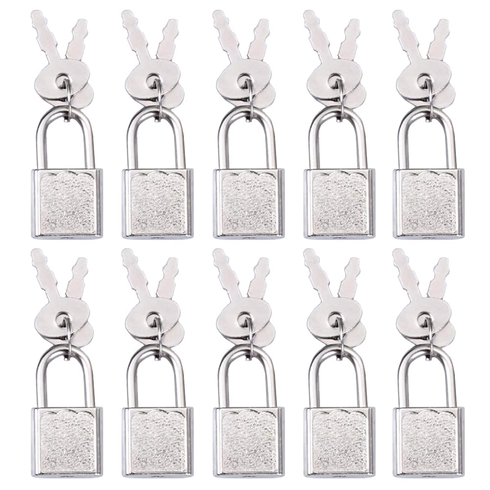 Photo 1 of 10pcs Mini Cute Diary Padlock Tiny Small Luggage Locks with Keys for Jewelry Boxes Decor Backpack Travel