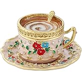 Janshe Cul Coffee Cup Trinket Box Enamel Hinge Small Jewelry Boxes Hand-Painted Mother's Day Gift for Women