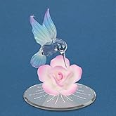 Glass Baron Hummingbird, Pink Rose Figurine