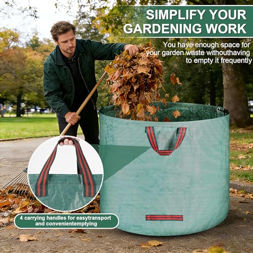 2 x 500L Green Waste Garden Bags with Handles, Foldable and Reusable, Suitable for Weeds, Leaves and Waste