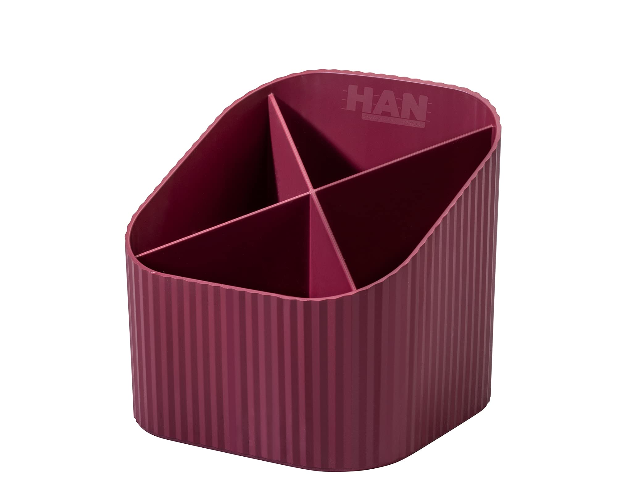 HAN Karma 17248-17 Desk Quiver with 4 Compartments, Environmentally Friendly, Made from 80-100% Recycled Material, Pen Holder, Eco-Red