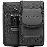 Encased Cell Phone Nylon Belt Pouch Holster Clip Compatible with iPhone 17, 16, 15, 14, Samsung S24 Plus, 23 22 (Case Compatible) (Large)