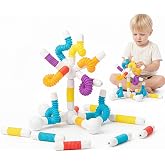Magnetic Building Sticks for Toddlers 1-3, Flexible STEM Construction Toy | Montessori-Inspired Sensory Play, Soft Flexible Magnets, Creative Building Kit for Boys and Girls Ages 3-6