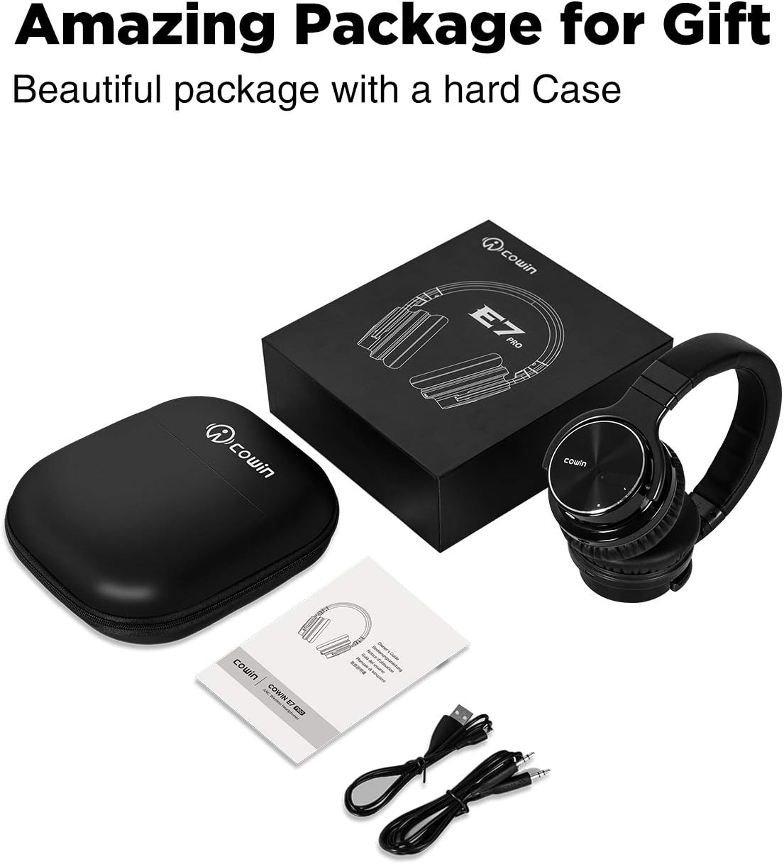 COWIN E7 PRO [Upgraded] Active Noise Cancelling Headphones Bluetooth Headphones with Microphone/Deep Bass Wireless Headphones Over Ear 30 Hours Playtime for Travel/Work/Cellphone, Black: Electronics