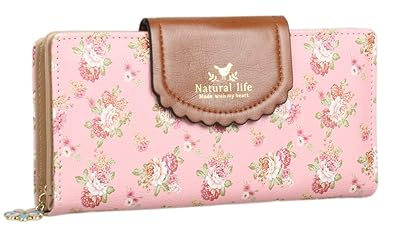 moca Womens Girls Ladies Female Vintage Floral Long Clutch Wallet Purse for Womens Womens Ladies