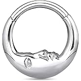 TRBR 16G Moon Face Septum Ring Surgical Steel Daith Earring, Septum Jewelry for Septum Piercing, Septum Clicker Daith Piercing Jewelry 16 Gauge 8mm