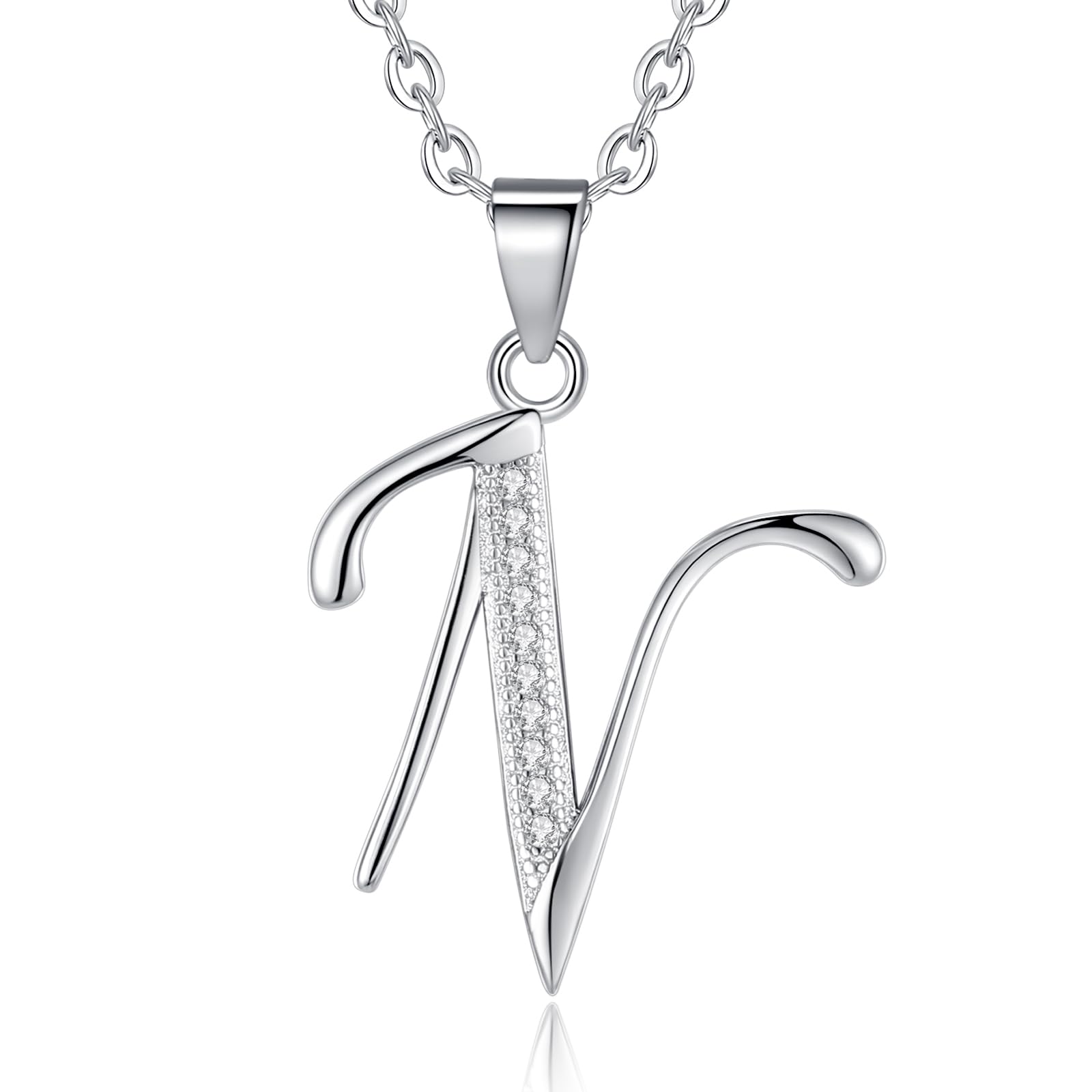 VIKI LYNN Initial Pendant N 925 Sterling Silver Letter Necklace with Cubic Zirconia Personalised Gifts for Women Ladies — image 1