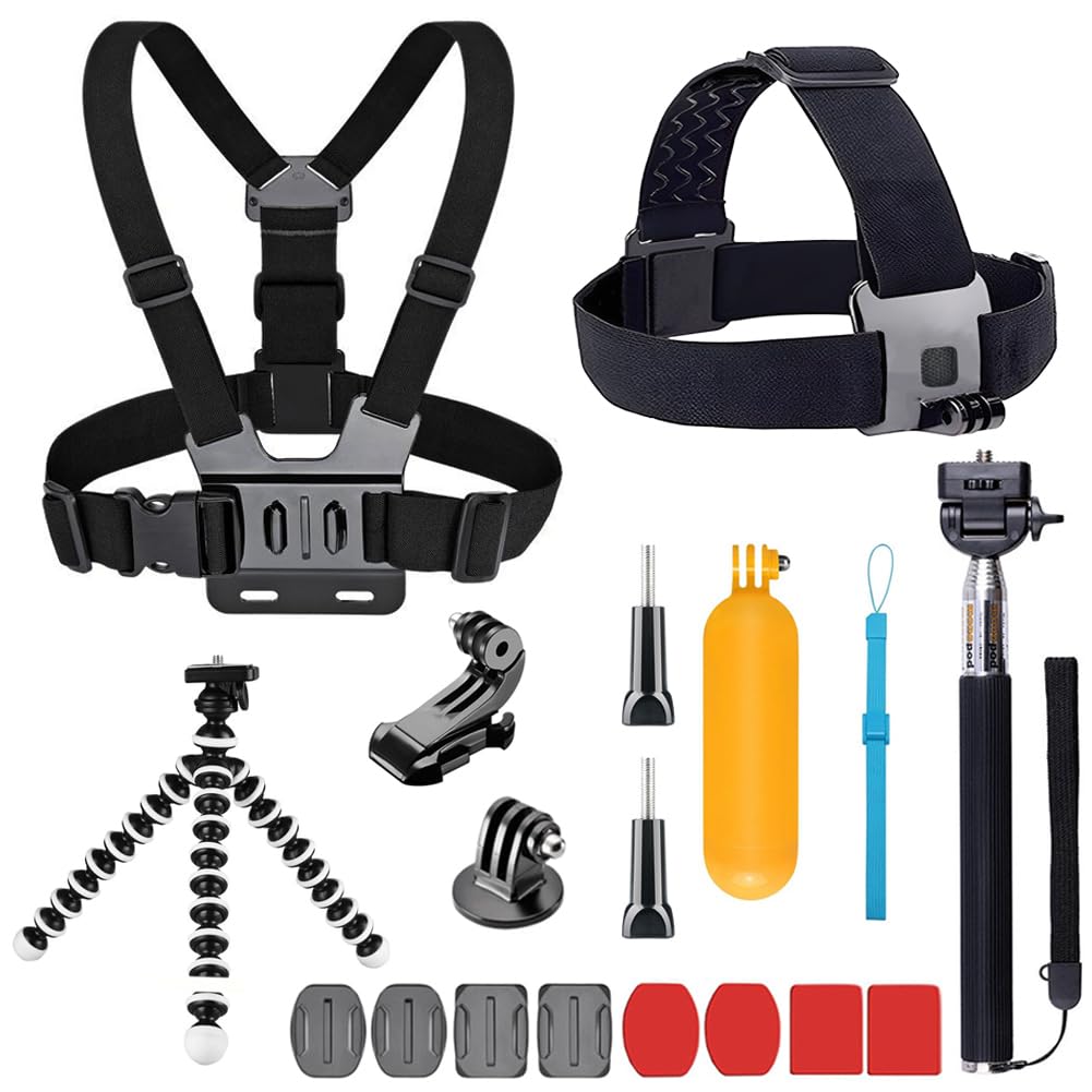 For Gopro Accessories,YHTSPORT Gopro Accessories Kit for Gopro Hero 13 12 11 10 9 8 Max 7 Session and SJ4000 Xiaomi Yi and Other Sports Cameras (Black)