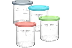 SLLFLY Creami Ninja Deluxe Pints and Lids 4 Pack,Compatible with Ninja Creami 11-in-1 NC501 NC500 Series Deluxe Ice Cream Maker,24oz Family Size Deluxe XL Cups(Blue,Pink,Grey,Green)