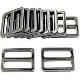 DGOL 10pcs 1 inch Zinc Alloy Slider Tri-glide Buttons Webbing Strap Tri Glide Adjustable Buckle Fasteners (Gun Metal)